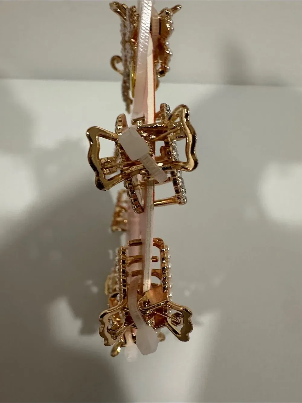 piper • k Gold Tone Metal Jeweled Dome Bow Tie mini hair clips 8pc